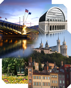 Lyon - Bridge over the Rhône, Basilica Fourviere, renovated Opera, facades on the Saône banks 